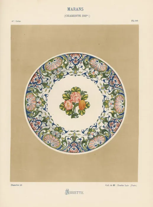 Framed Print : Plate from Marans, France, with botanical Framed Print : Plate from Marans, France, with botanical