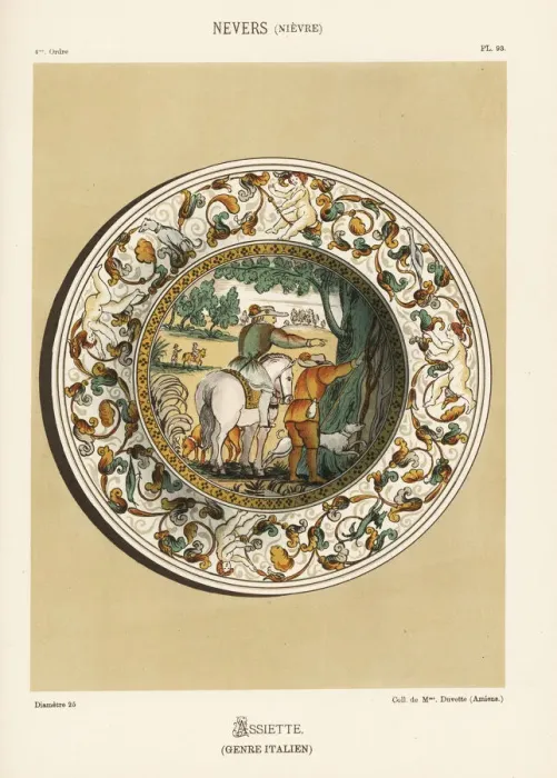 Framed Print : Plate from Nevers, France, decorated with Framed Print : Plate from Nevers, France, decorated with