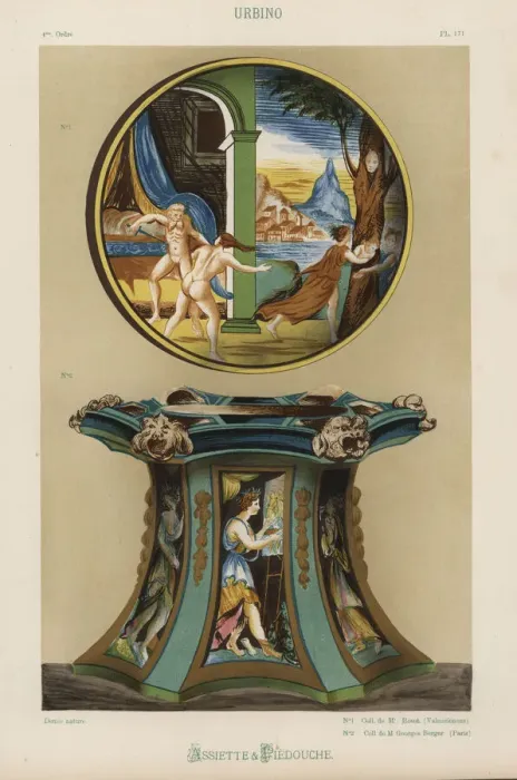 Framed Print : Plate and pedestal from Urbino, Italy Framed Print : Plate and pedestal from Urbino, Italy
