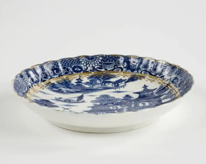Framed Print : Plate made from porcelain, transfer-printed in underglaze blue with the Framed Print : Plate made from porcelain, transfer-printed in underglaze blue with the