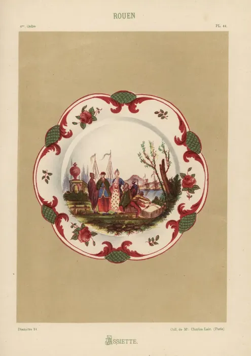 Framed Print : Plate from Rouen, France, decorated with landscape Framed Print : Plate from Rouen, France, decorated with landscape
