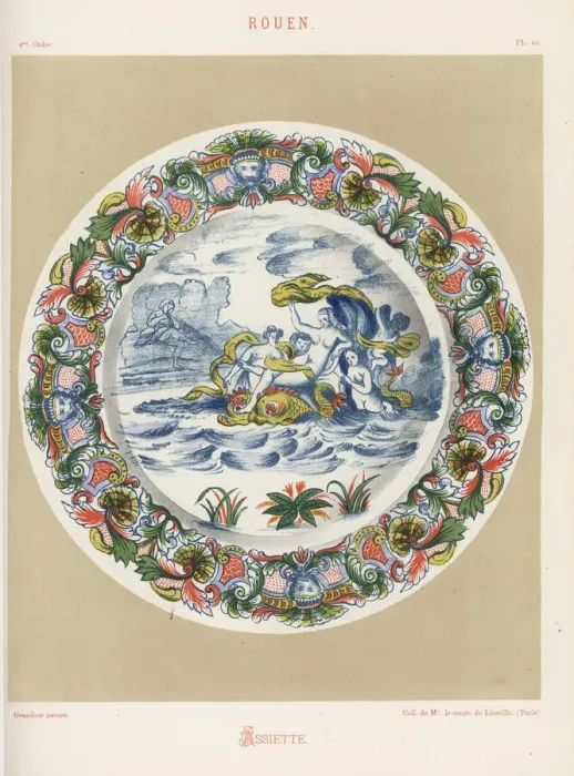 Framed Print : Plate from Rouen, France, with scene of Venus