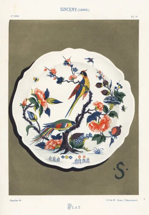 Framed Print : Plate from Sinceny, France, 18th century Framed Print : Plate from Sinceny, France, 18th century