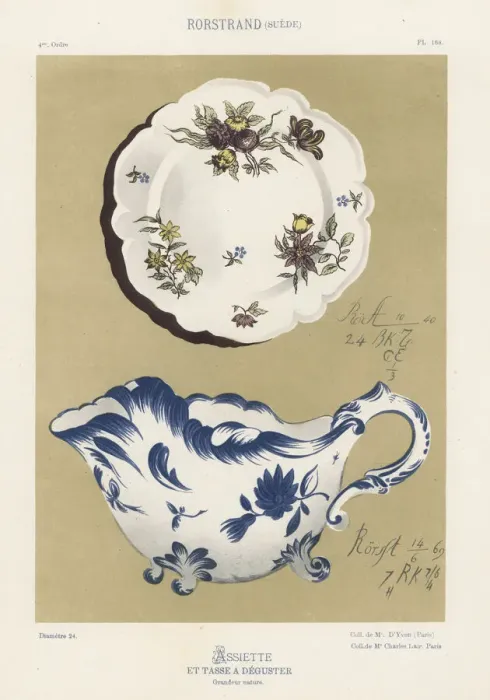 Framed Print : Plate and tasting dish from Rorstrand, Sweden, 18th century Framed Print : Plate and tasting dish from Rorstrand, Sweden, 18th century