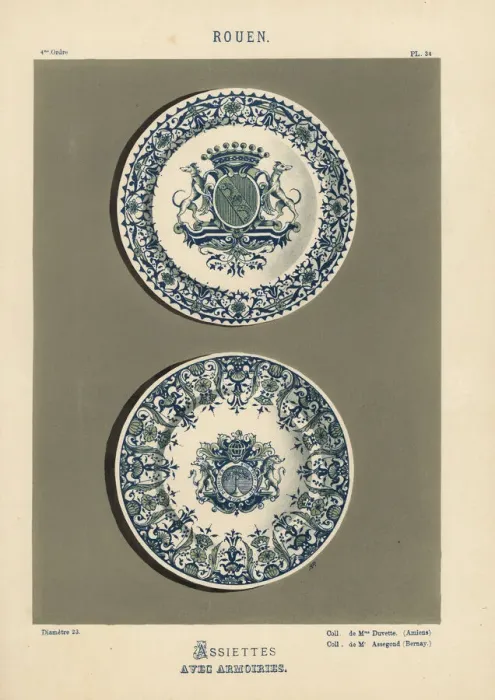 Framed Print : Plates with coats of arms from Rouen, France Framed Print : Plates with coats of arms from Rouen, France