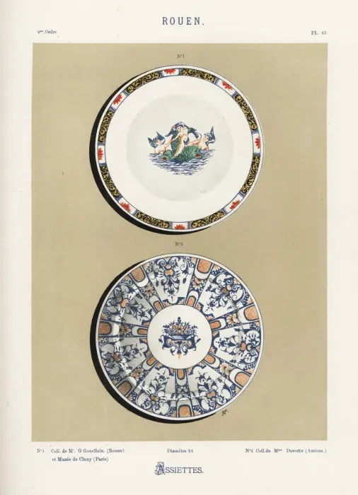 Framed Print : Plates decorated with cupids on a sea monster Framed Print : Plates decorated with cupids on a sea monster