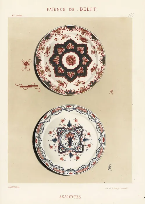 Framed Print : Plates from Delft, Netherlands, 18th century Framed Print : Plates from Delft, Netherlands, 18th century