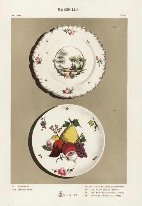 Framed Print : Plates from Marseille, France, 18th century Framed Print : Plates from Marseille, France, 18th century