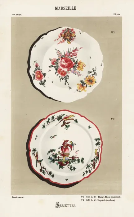 Framed Print : Plates from Marseille, France, 18th century Framed Print : Plates from Marseille, France, 18th century