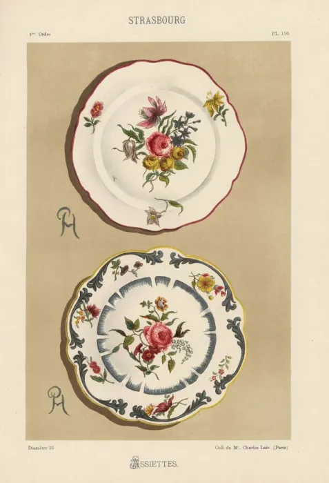 Framed Print : Plates from Strasbourg, 18th century, with Framed Print : Plates from Strasbourg, 18th century, with