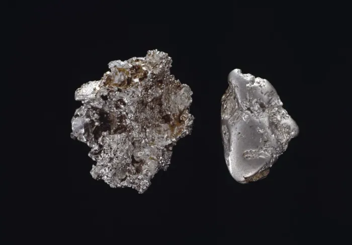 Framed Print : Platinum. Two nuggets of platinum. Platinum is an elemental and very precious metal Framed Print : Platinum. Two nuggets of platinum. Platinum is an elemental and very precious metal