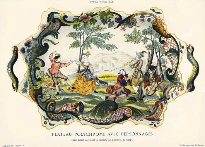 Framed Print : Platter with figures in the rockery style, Rouen Framed Print : Platter with figures in the rockery style, Rouen