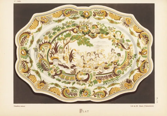 Framed Print : Platter from Moustiers, France, with sea god Framed Print : Platter from Moustiers, France, with sea god