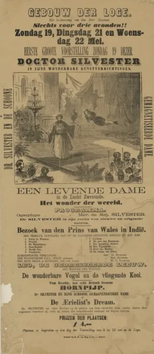 Framed Print : Playbill - magician Doctor Silvester and the levitating lady Framed Print : Playbill - magician Doctor Silvester and the levitating lady