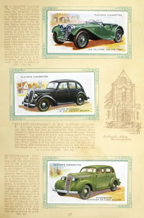 Framed Print : Player Motor Cars: Jaguar, Flying Standard and Studebaker Framed Print : Player Motor Cars: Jaguar, Flying Standard and Studebaker
