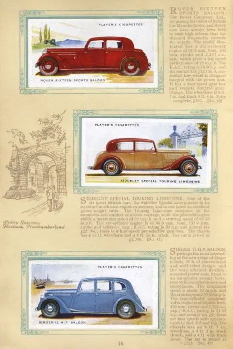 Framed Print : Player Motor Cars: Rover, Siddeley, Singer Framed Print : Player Motor Cars: Rover, Siddeley, Singer