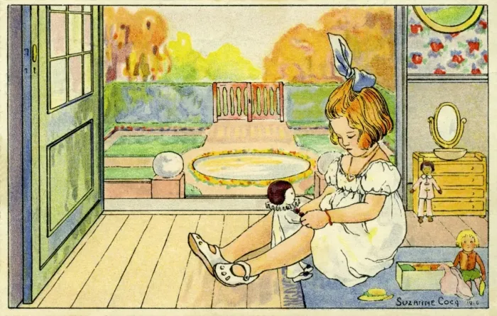 Framed Print : Playing with dolls