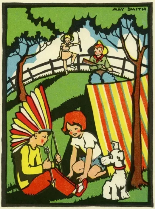 Framed Print : Playing at Indians by May Smith Framed Print : Playing at Indians by May Smith