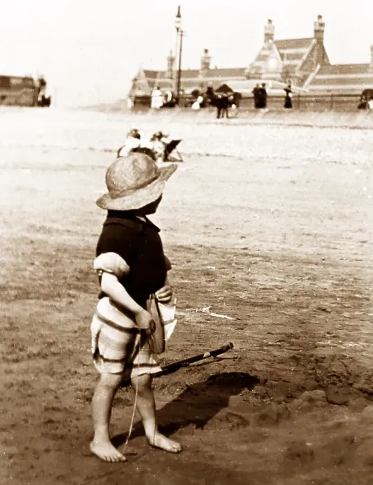 Framed Print : Playing on the sands at Morecambe, early 1900s Framed Print : Playing on the sands at Morecambe, early 1900s
