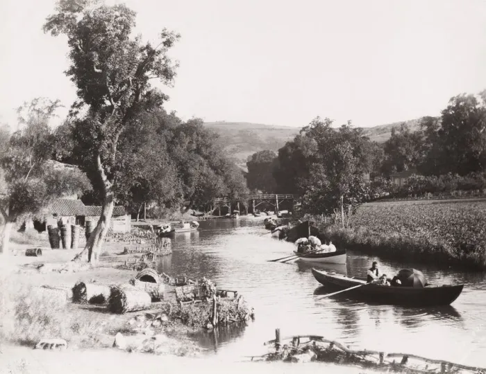 Framed Print : Pleasure boats on a river, Turkey Framed Print : Pleasure boats on a river, Turkey