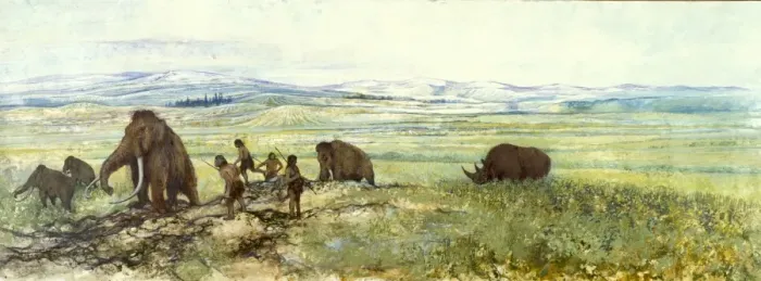 Framed Print : Pleistocene hunters, wider view Framed Print : Pleistocene hunters, wider view