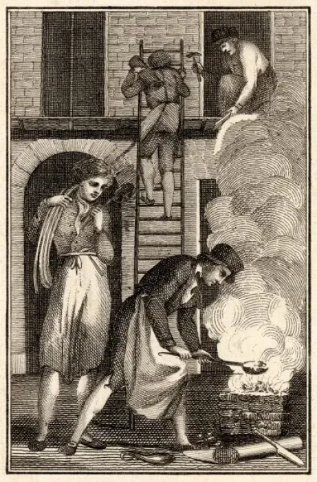 Framed Print : Plumber at Work, 1820S Framed Print : Plumber at Work, 1820S