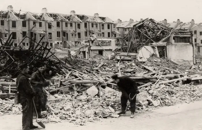 Framed Print : Plymouth blitzed