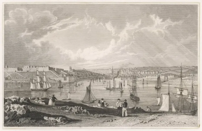 Framed Print : Plymouth / Ships C1830 Framed Print : Plymouth / Ships C1830
