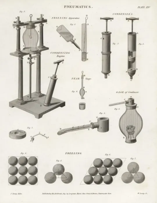 Framed Print : Pneumatics- freezing apparatus, condensers Framed Print : Pneumatics- freezing apparatus, condensers