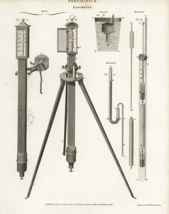 Framed Print : Pneumatics- marine, Caswells and Rownings barometers Framed Print : Pneumatics- marine, Caswells and Rownings barometers