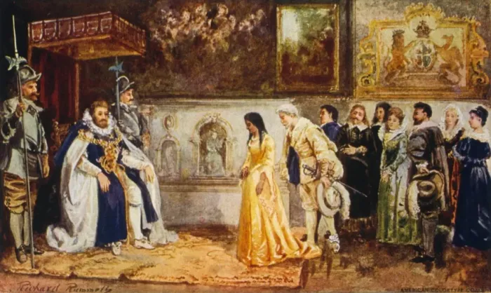 Framed Print : Pocahontas at the court of King James Framed Print : Pocahontas at the court of King James
