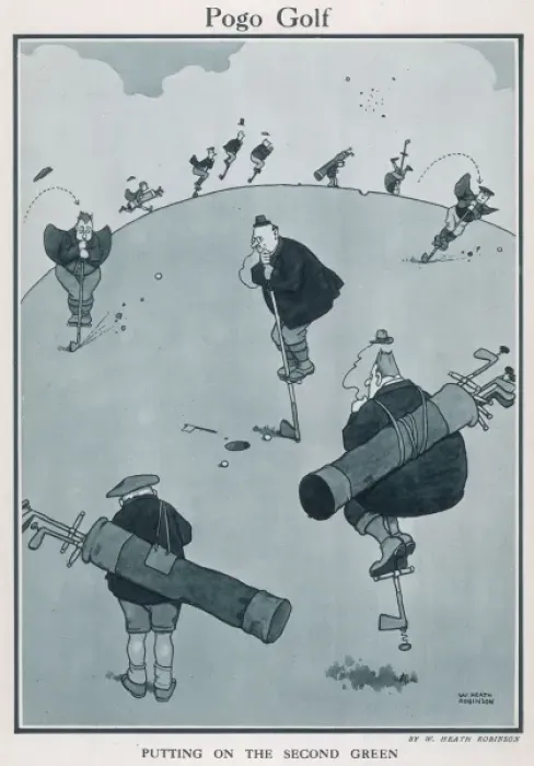 Framed Print : Pogo Golf. Cartoon, Pogo Golf. Men playing golf using clubs as pogo sticks Framed Print : Pogo Golf. Cartoon, Pogo Golf. Men playing golf using clubs as pogo sticks