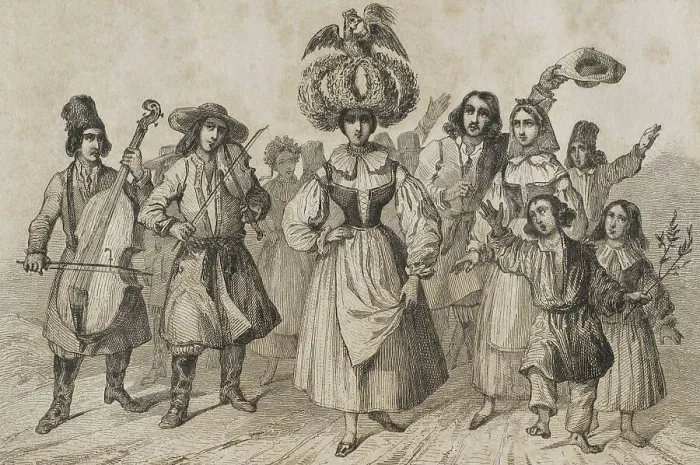 Framed Print : Poland. Harvesters Festival. Engraving by Lemaitre Framed Print : Poland. Harvesters Festival. Engraving by Lemaitre
