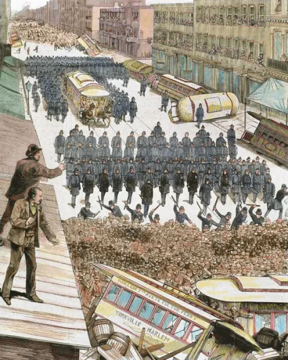 Framed Print : Police officers dispersing the strike of employees of Street Framed Print : Police officers dispersing the strike of employees of Street
