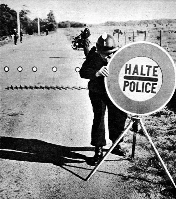 Framed Print : Police Road Block, France, 1958