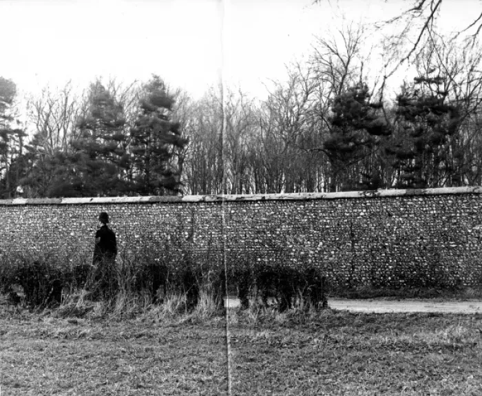 Framed Print : Policeman. Police officer marks gap in hedge where deceased was lying Framed Print : Policeman. Police officer marks gap in hedge where deceased was lying