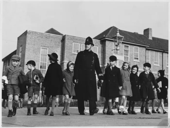 Framed Print : Policeman and Children Framed Print : Policeman and Children