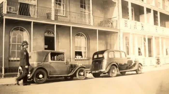 Framed Print : Policeman and parked late 1920s cars Framed Print : Policeman and parked late 1920s cars