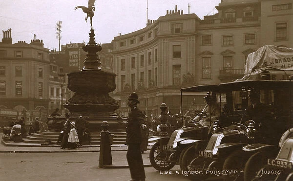 A Policeman at Piccadilly Circus, London, close to Eros