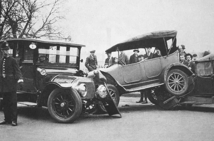 Framed Print : Policeman standing guard at a traffic pileup Framed Print : Policeman standing guard at a traffic pileup