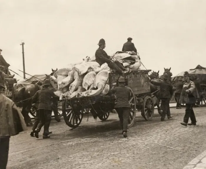Framed Print : Policemen and cart, Canning Town, East London Framed Print : Policemen and cart, Canning Town, East London