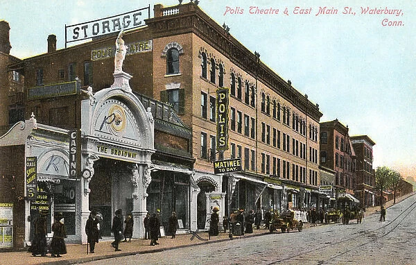 Polis theatre & East Main Street, Waterbury, Connecticut
