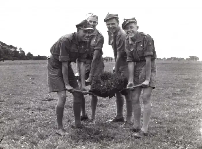 Framed Print : Polish Scouts carrying turf Framed Print : Polish Scouts carrying turf