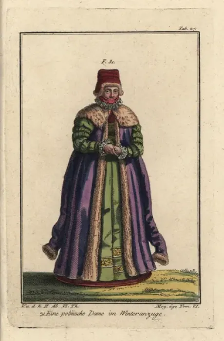 Framed Print : Polish woman in winter dress, 16th century Framed Print : Polish woman in winter dress, 16th century