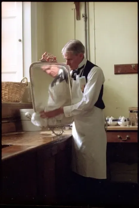 Framed Print : Polishing a Silver Tray Framed Print : Polishing a Silver Tray