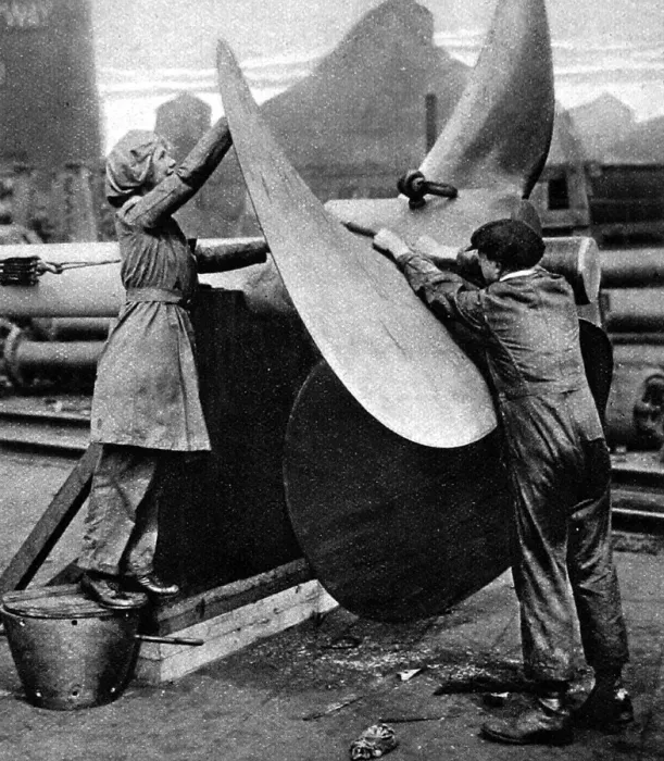 Framed Print : Polishing a war-ships propellor Framed Print : Polishing a war-ships propellor