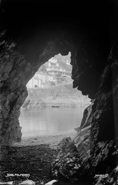 Framed Print : Polperro. This image captures a view from inside a coastal cave Framed Print : Polperro. This image captures a view from inside a coastal cave