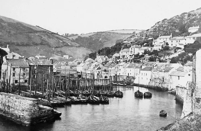 Framed Print : Polperro Cornwall Victorian period Framed Print : Polperro Cornwall Victorian period
