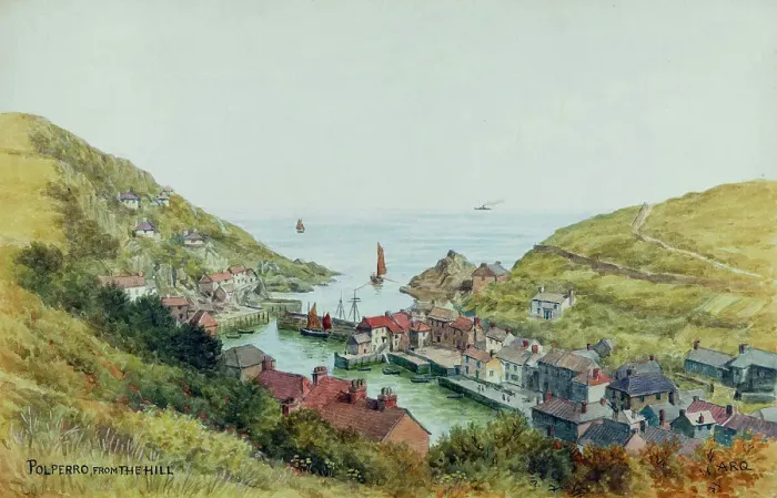 Framed Print : Polperro, Cornwall, viewed from the hill Framed Print : Polperro, Cornwall, viewed from the hill