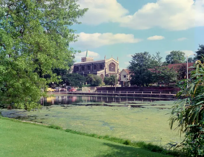 Framed Print : The pond and church, Carshalton Framed Print : The pond and church, Carshalton